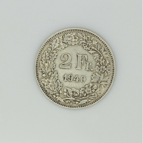 2 franci 1940. Elvetia. argint 835 AU